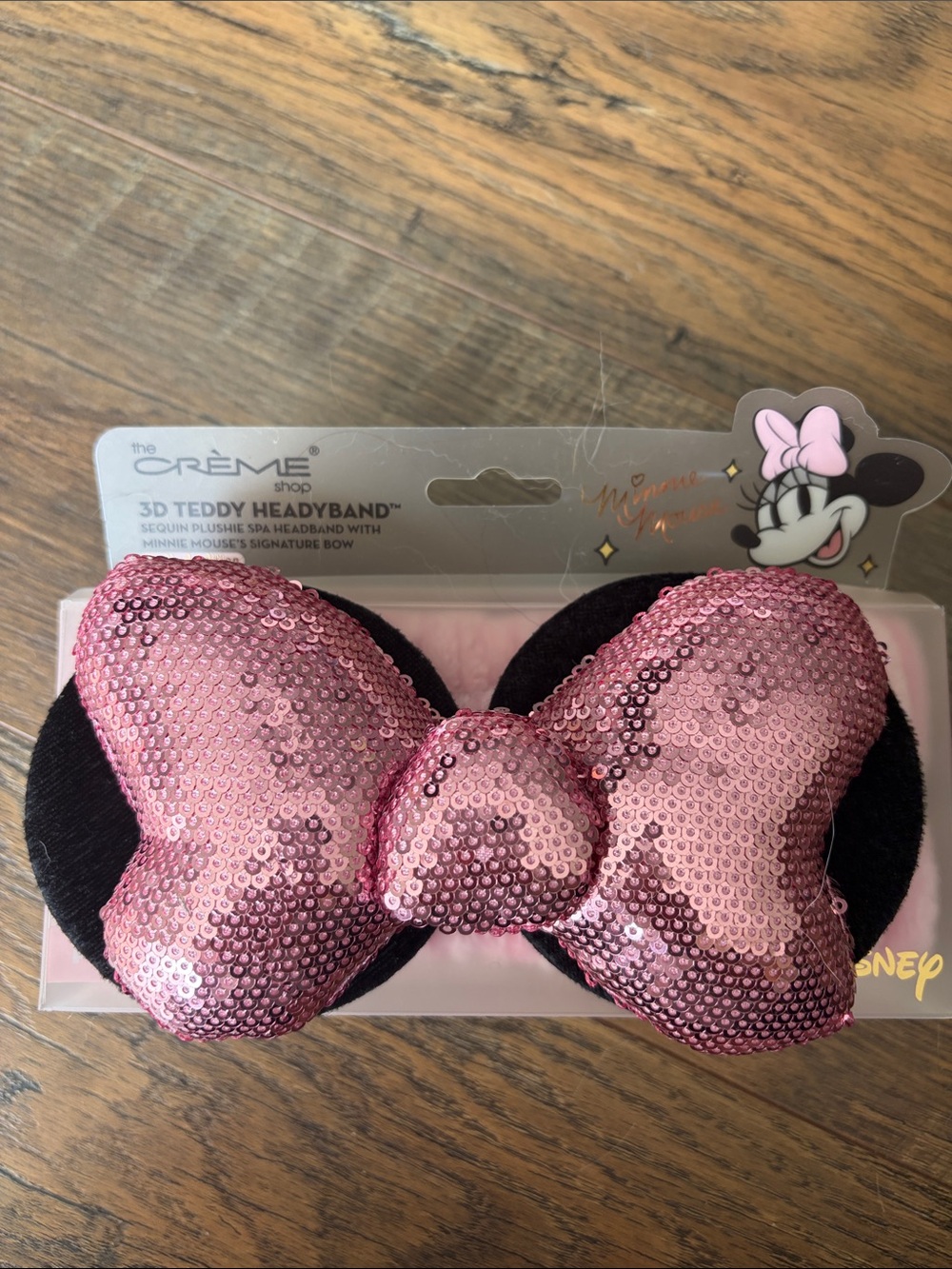 The Crème Shop Minnie Sequin Bow 3D Teddy Headband - Pink
